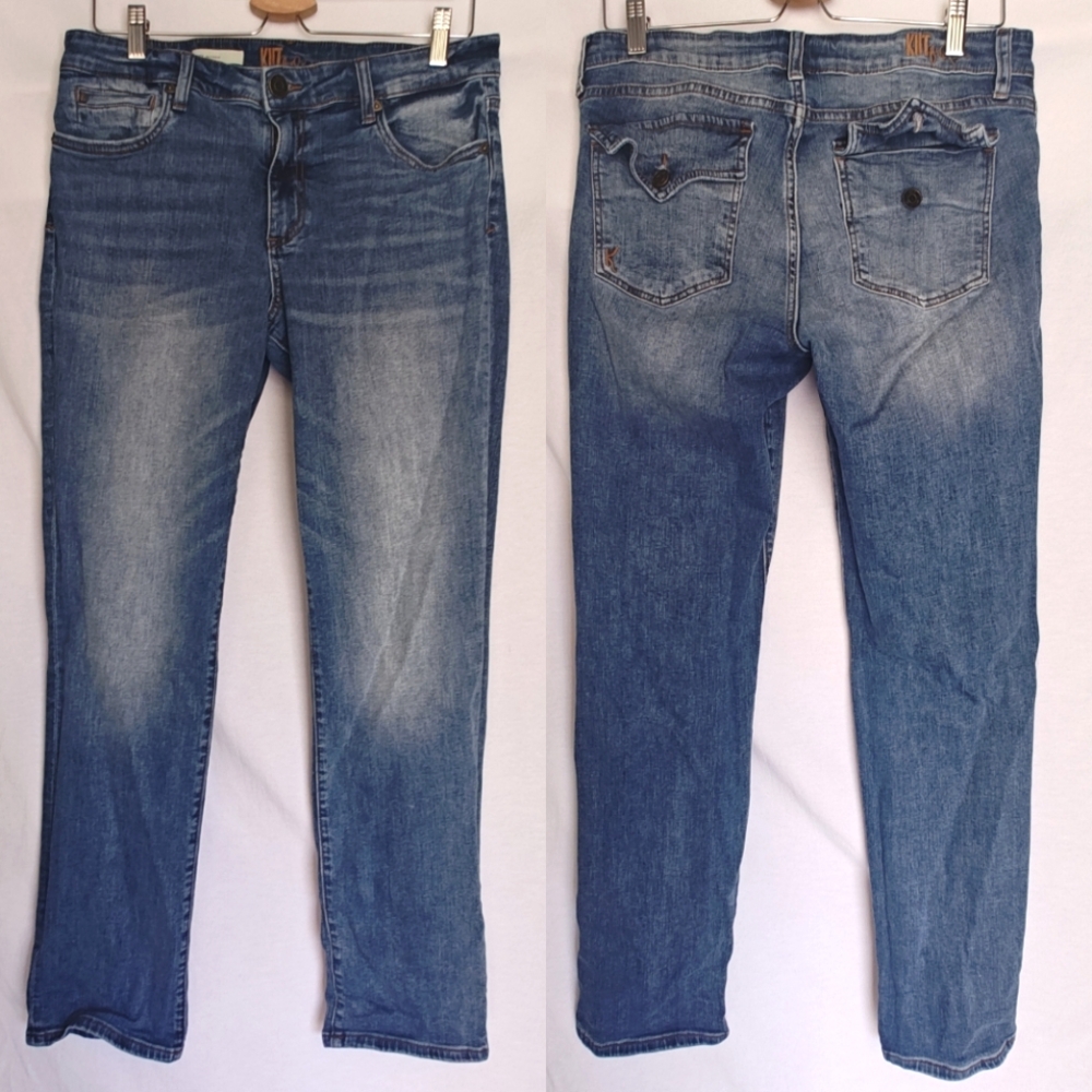 Kut From‎ the Kloth Jeans Katy Boyfriend Fit 12 Cotton Spandex Blend Blue Flap